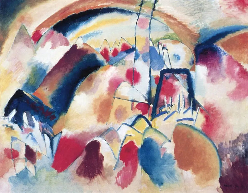 Landskap med røde flekker - Vassily Kandinsky