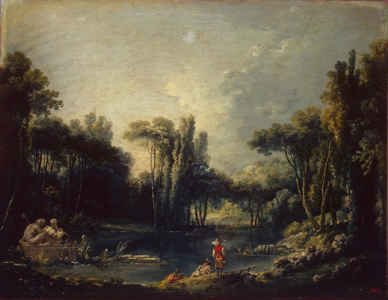 Landskap med en dam - François Boucher