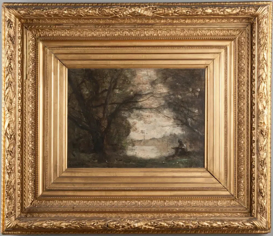 Landskap med en gutt som tegner - Jean-Baptiste Camille Corot