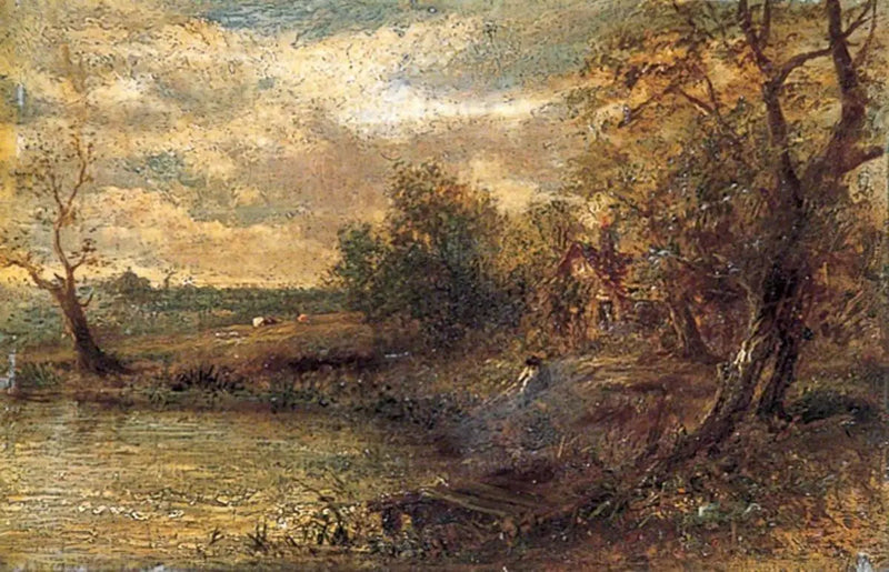 Landskap med en mann som fisker - John Constable