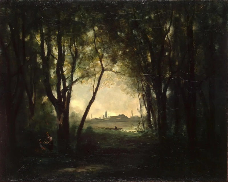 Landskap med en innsjø - Jean-Baptiste Camille Corot