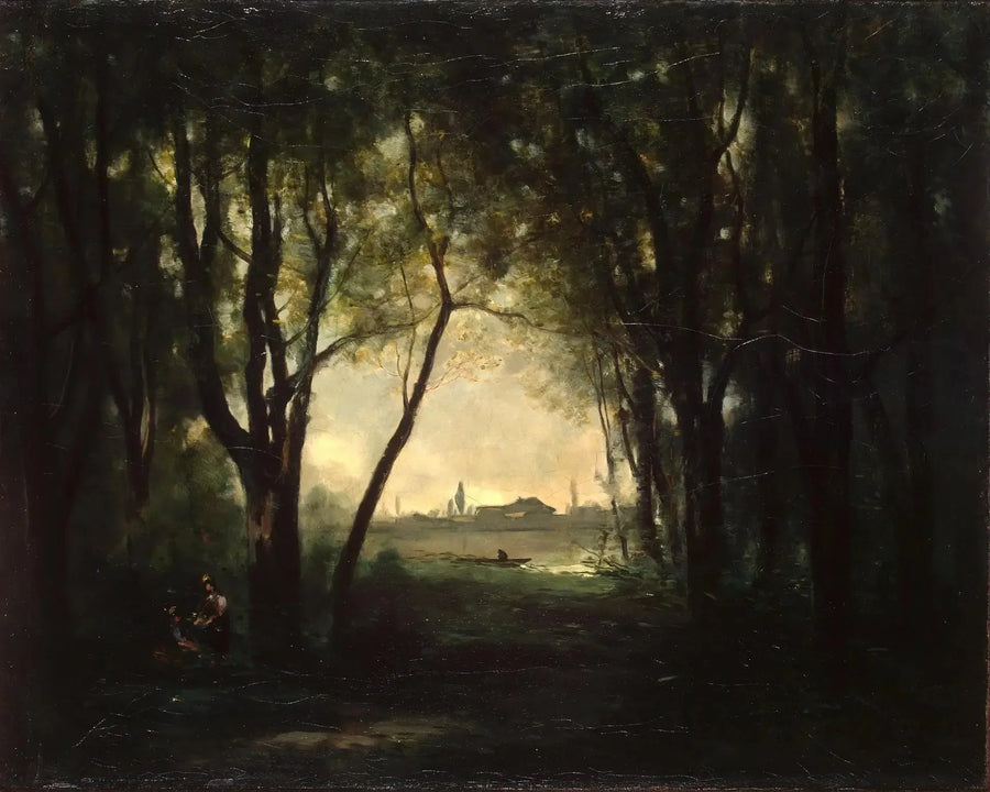 Landskap med en innsjø - Jean-Baptiste Camille Corot