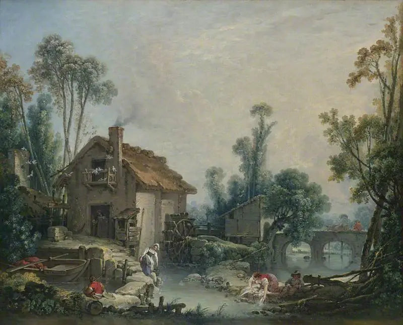 Landskap med en vannmølle - François Boucher