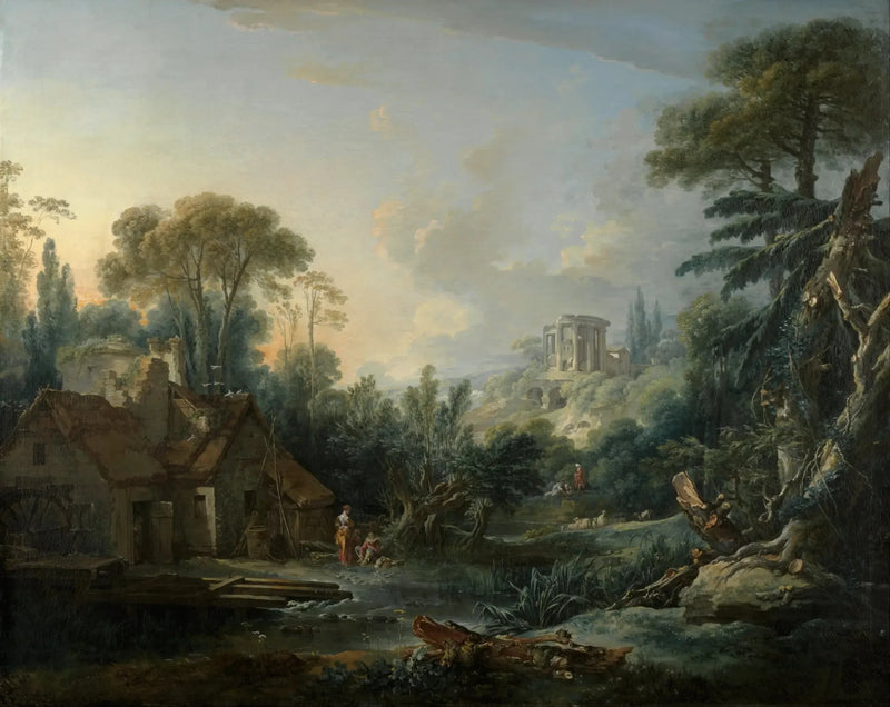 Landskap med en vannmølle - François Boucher
