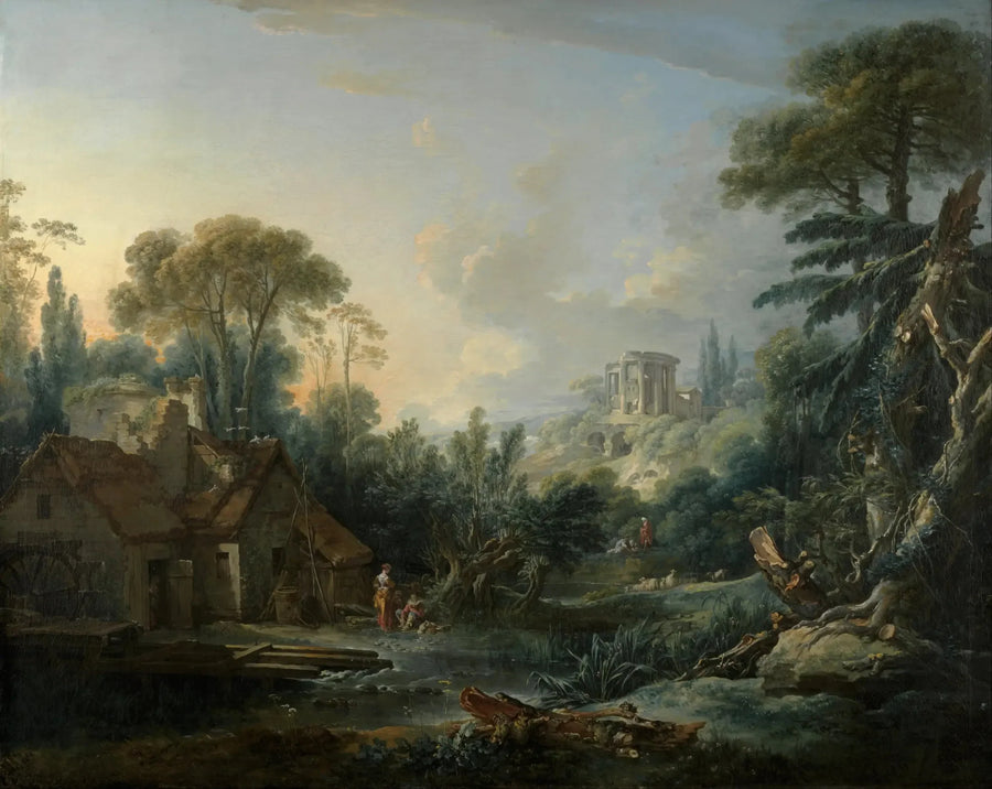 Landskap med en vannmølle - François Boucher