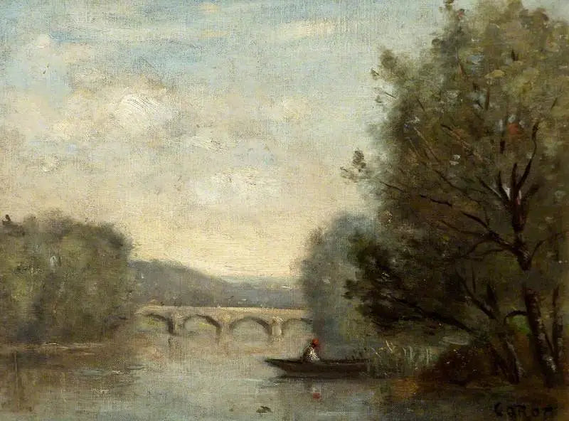 Landskap med en bro - Jean-Baptiste Camille Corot