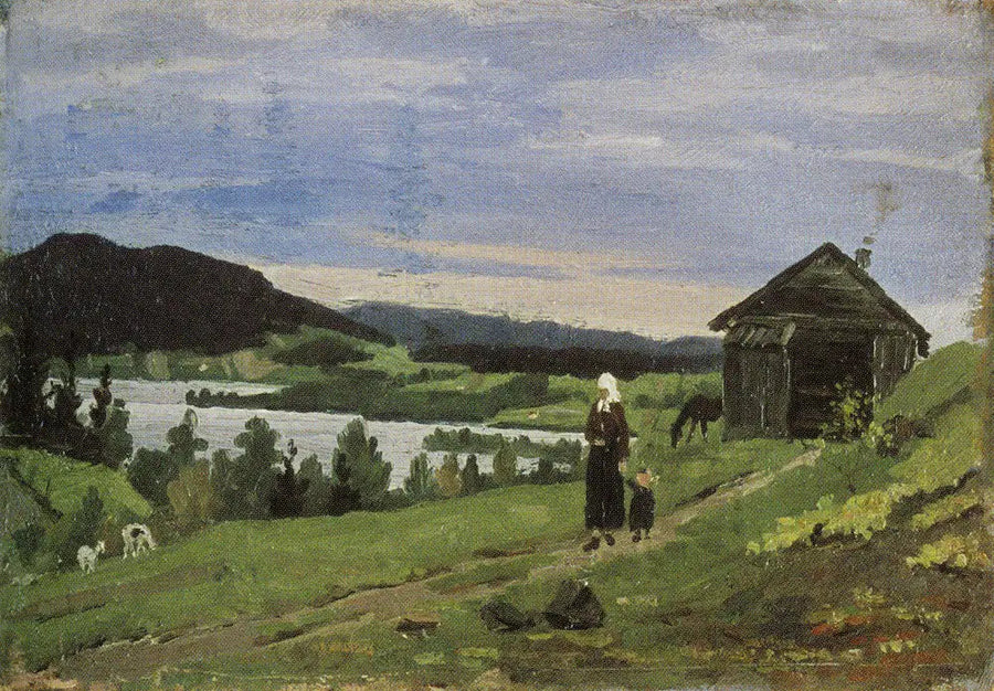 Landskap med en kvinne og et barn - Edvard Munch