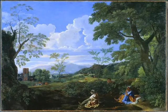  Landskap med en kvinne som vasker føttene - Nicolas Poussin