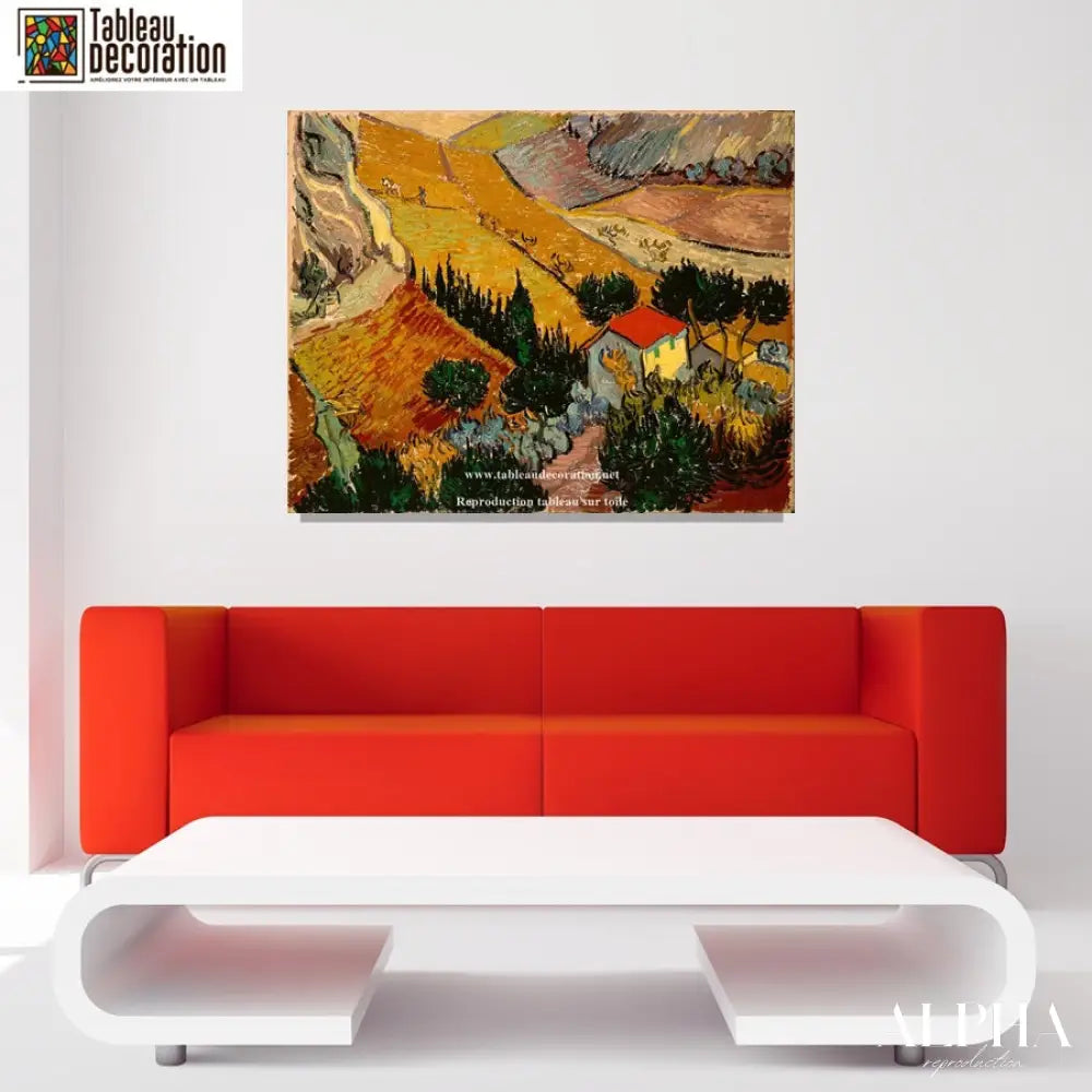 Paysage avec une maison et un laboureur - Van Gogh - Reproductions de tableaux et peintures haut de gamme