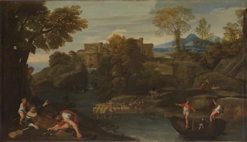  Landskap med en befestet by - Domenichino
