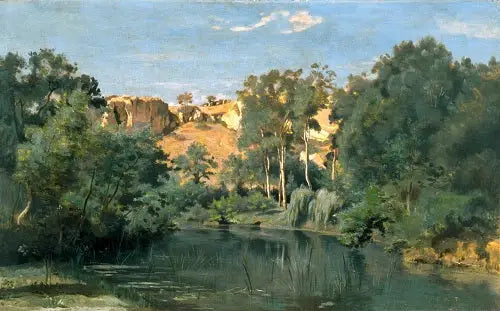 Skoglandskap med en dam - Jean-Baptiste Camille Corot