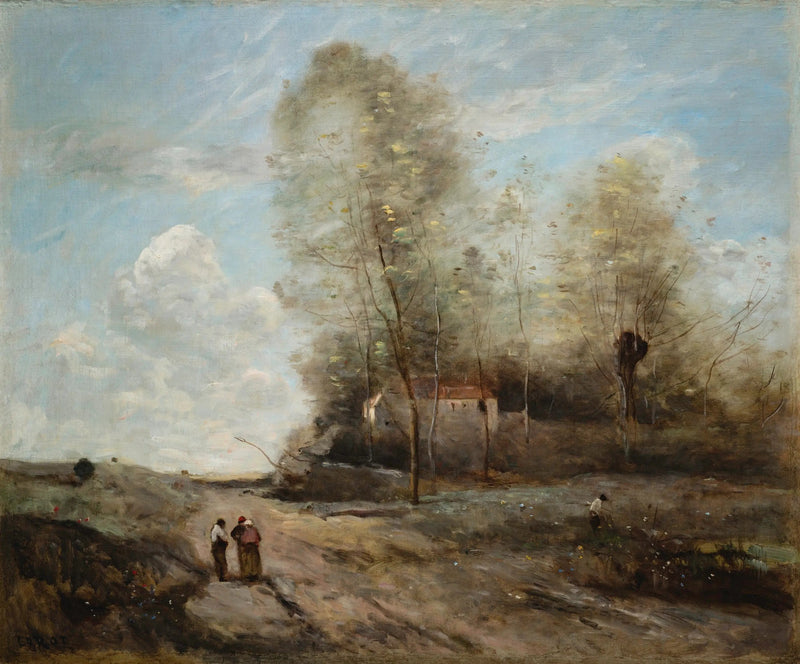 Landskap med landlig utsikt - Jean-Baptiste Camille Corot