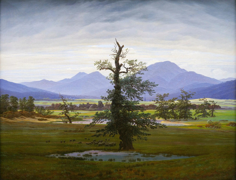 Landskap med landsby, om morgenen - Caspar David Friedrich