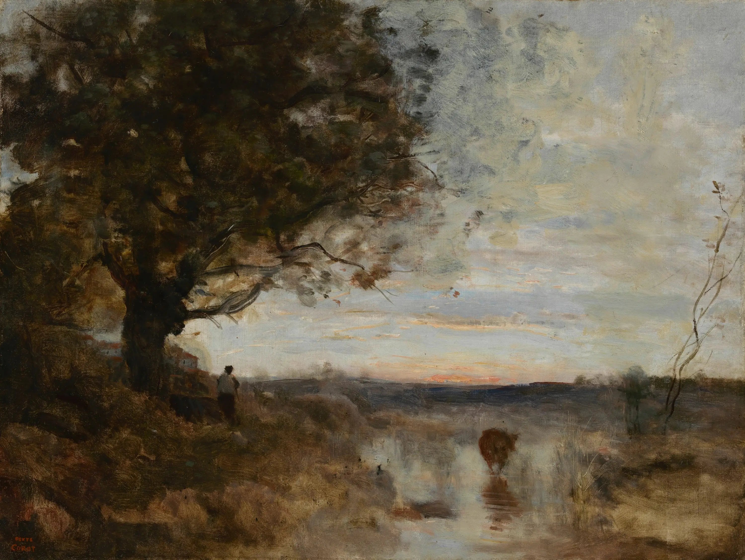Paysage composé effet de soleil levant - Jean-Baptiste Camille Corot - Alpha Reproduction