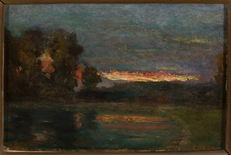 Landskap – Skumring ved vannkanten - Jean-Baptiste Camille Corot