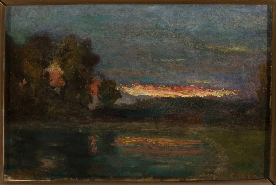 Landskap – Skumring ved vannkanten - Jean-Baptiste Camille Corot