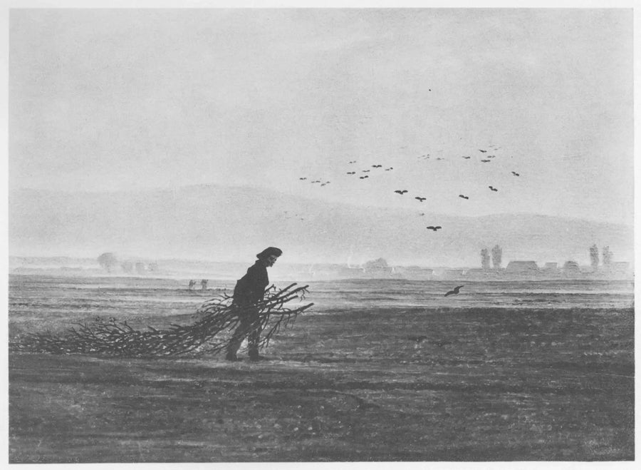 Høstlandskap med en mann som samler ved - Caspar David Friedrich