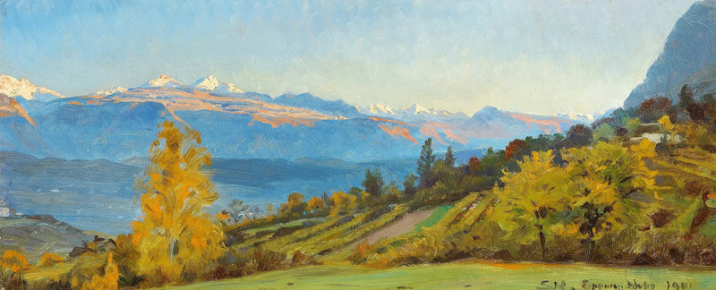 Høstlandskap. Utsikt fra slottet Saint-Valentin i Tyrol. - Peder Severin Krøyer