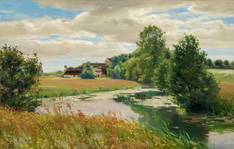 Sommerlandskap ved en elv nær en kirke. - H. A. Brendekilde

Source:
Paysage d'été au bord d'une rivière près d'une église. - H. A. Brendekilde
