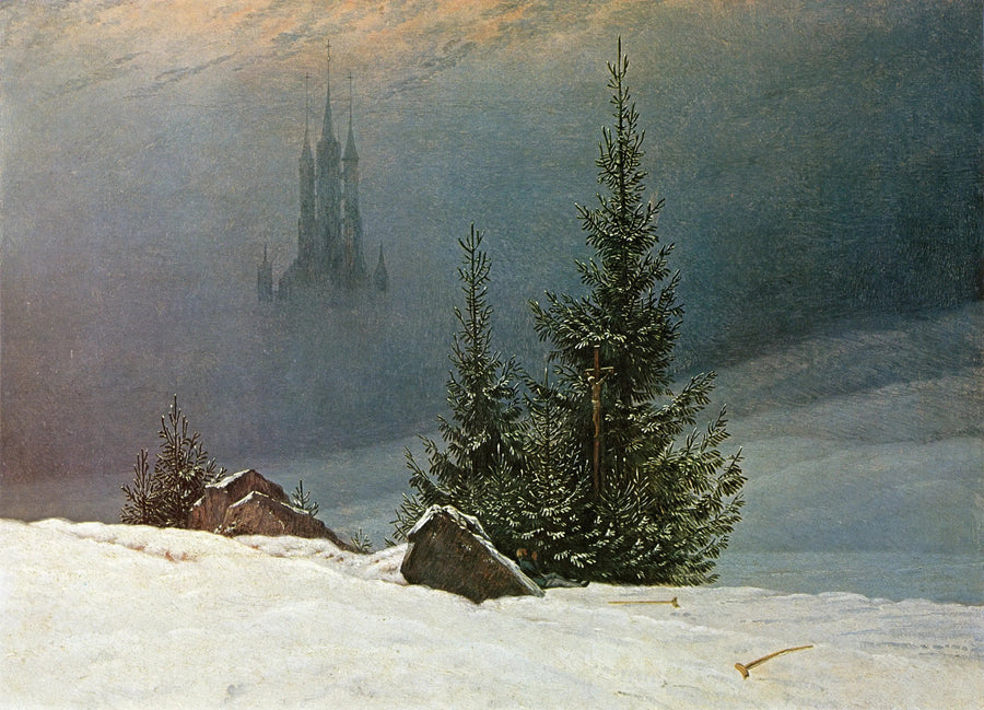 Vinterlandskap med kirke - Caspar David Friedrich