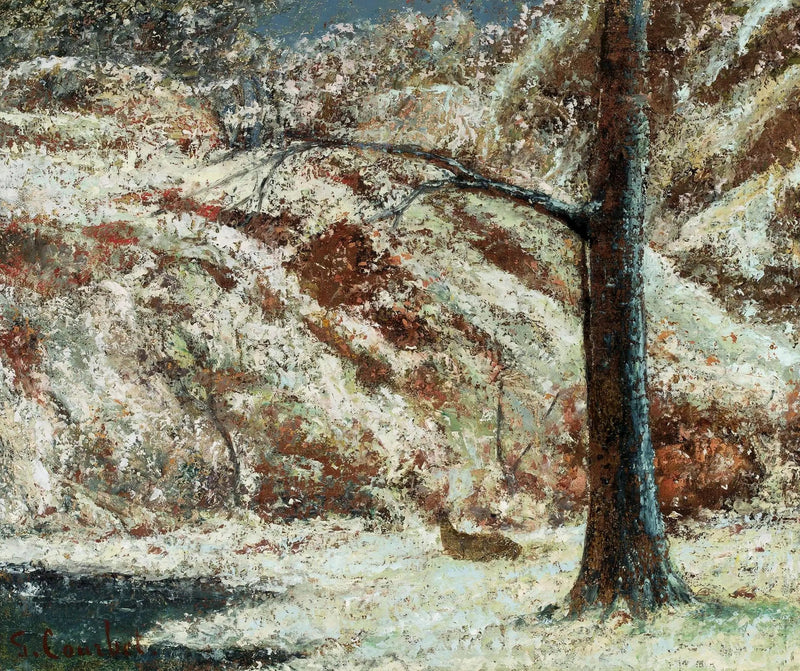Vinterlandskap med en hjort. - Gustave Courbet