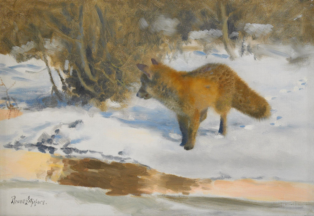 Paysage d'hiver avec un renard - Bruno Liljefors image 1 copie de tableau peinte à la main