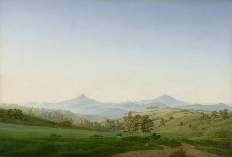 Bøhmiske landskap med Milleschauer-fjellet - Caspar David Friedrich