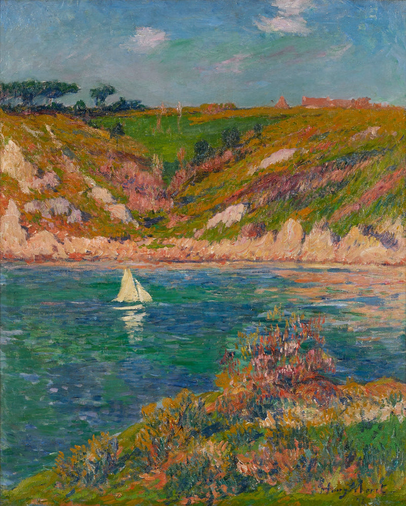 Doëlan-landskap med hvit seil - Henry Moret