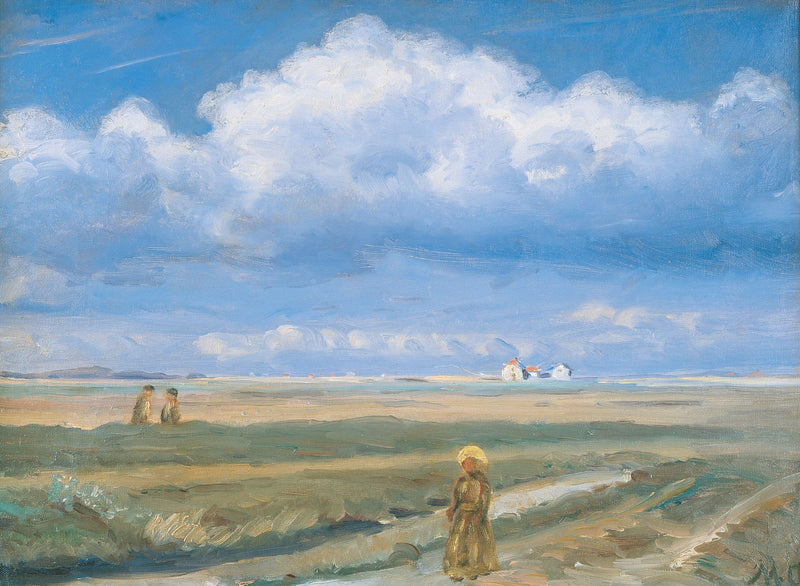 Paysage de lande, Skagen, silhouettes au premier plan - Michael Peter Ancher