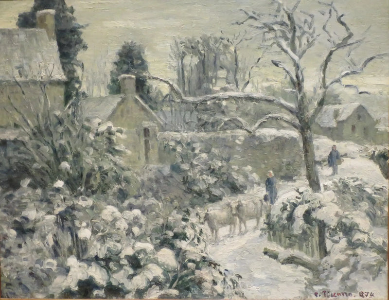 Snølandskap med kyr i Montfoucault - Camille Pissarro