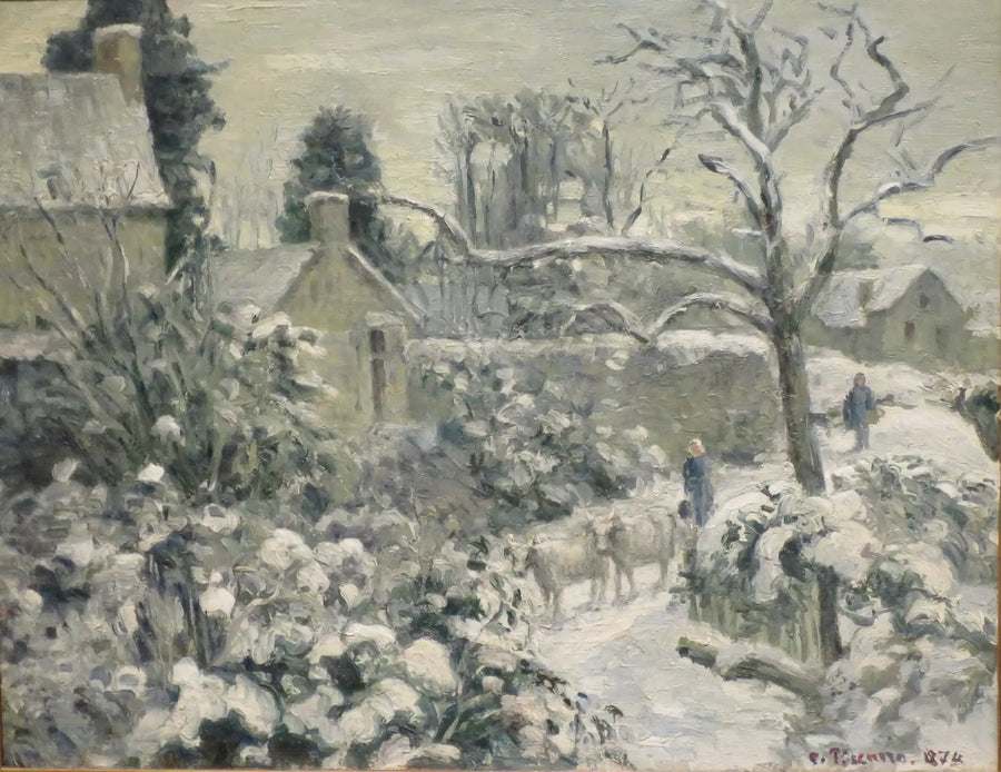Snølandskap med kyr i Montfoucault - Camille Pissarro