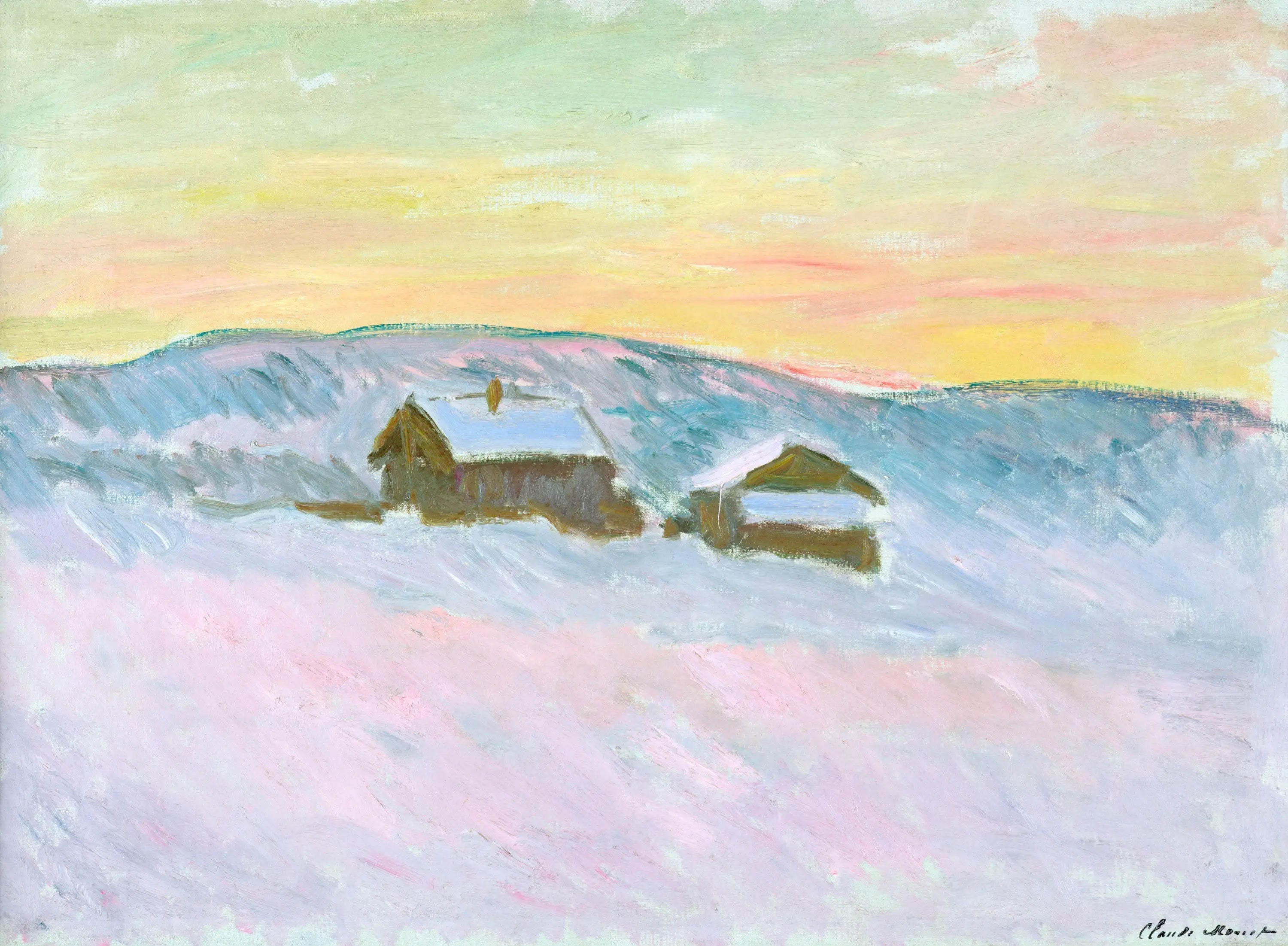 Reproduction du tableau « Paysage de Norvège. Les maisons bleues - Claude Monet » par Alpha Reproduction en peinture à l’huile