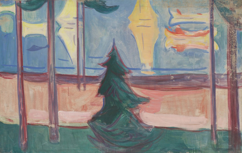 Strandlandskap med trær og båter - Edvard Munch