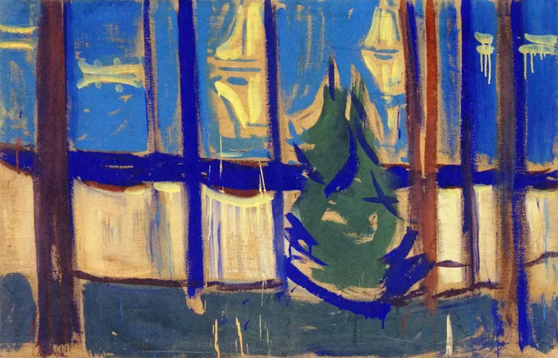 Strandlandskap med trær og båter - Edvard Munch