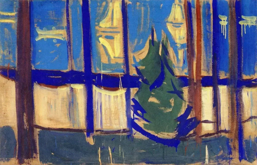 Strandlandskap med trær og båter - Edvard Munch