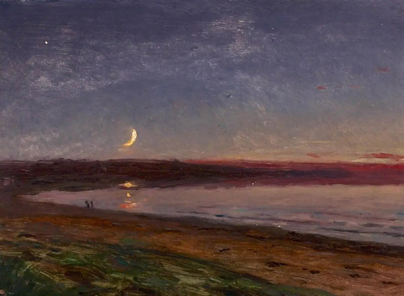 Kystlandskap om kvelden med to personer. - Peder Severin Krøyer