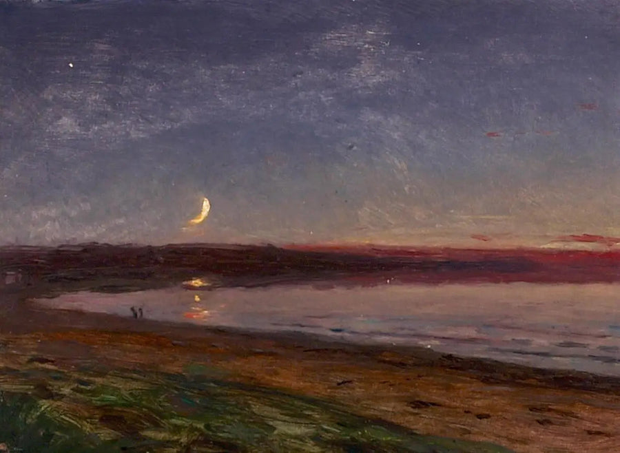 Kystlandskap om kvelden med to personer. - Peder Severin Krøyer