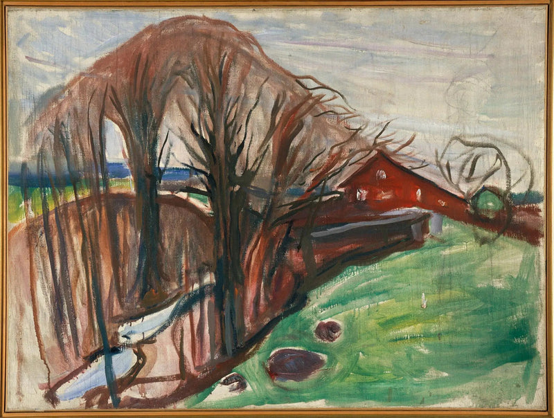 Vårlandskap ved det røde huset - Edvard Munch
