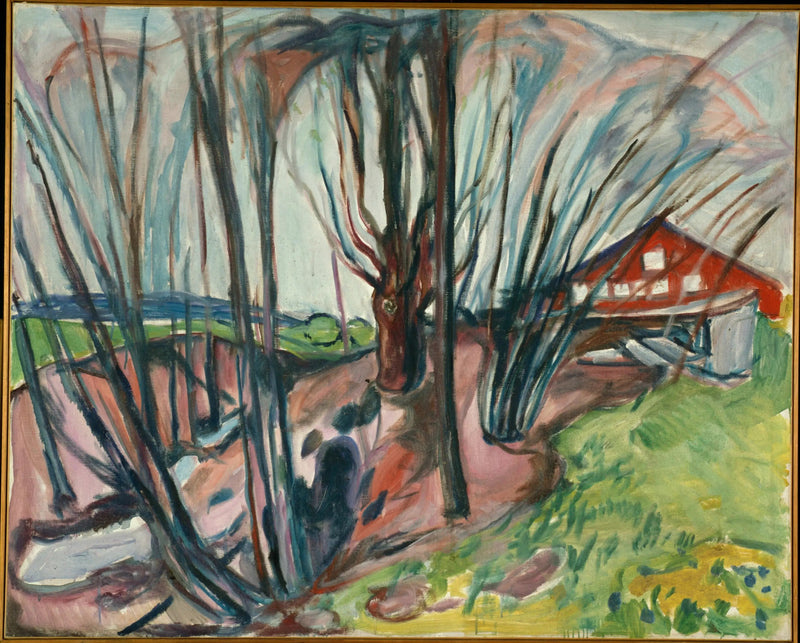 Vårlandskap ved det røde huset - Edvard Munch