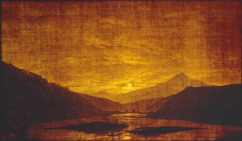 Elvlandskap i fjellene, om natten - Caspar David Friedrich