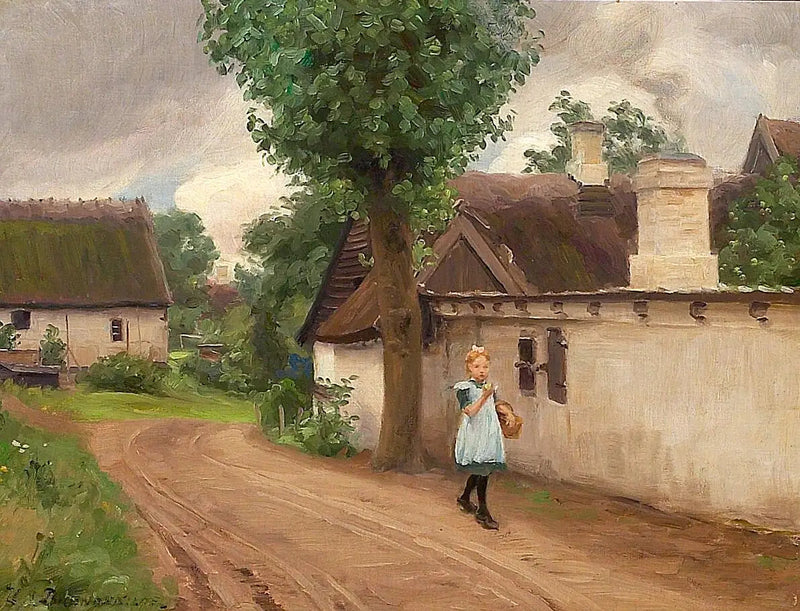  Landskap av landsby med en ung jente i blå kjole. - H. A. Brendekilde

Source:
Paysage de village avec une jeune fille en robe bleue. - H. A. Brendekilde