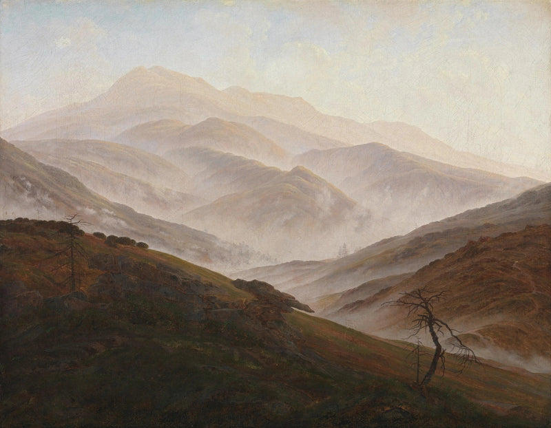 Landskap av Kjempefjellene med stigende tåke - Caspar David Friedrich