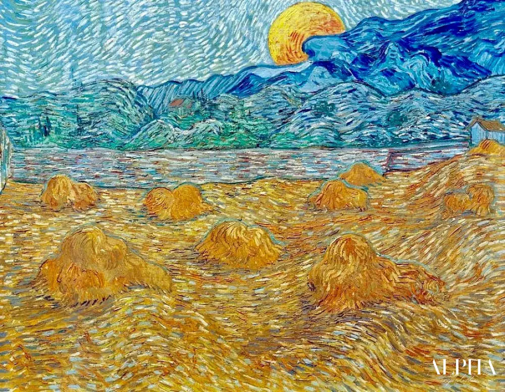 Paysage du soir au lever de la lune - Van Gogh - Reproductions de tableaux et peintures haut de gamme