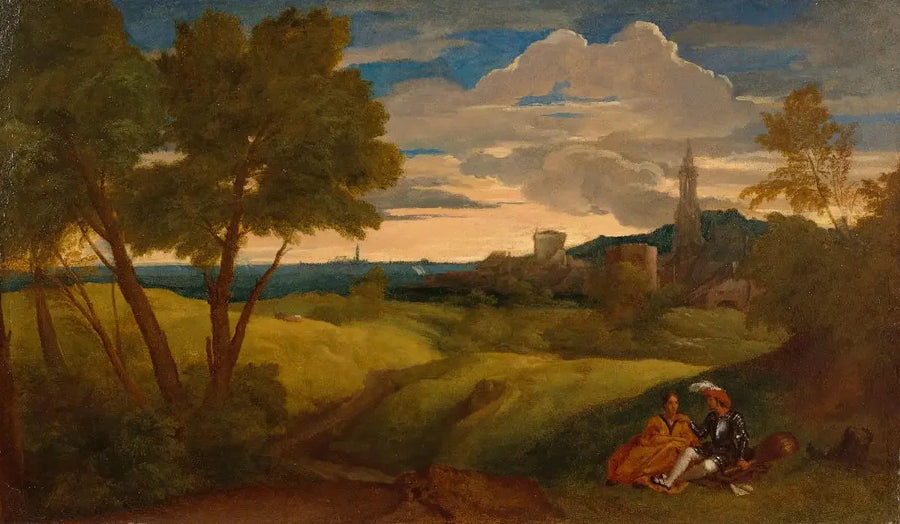 Kveldslandskap med et par - Titian