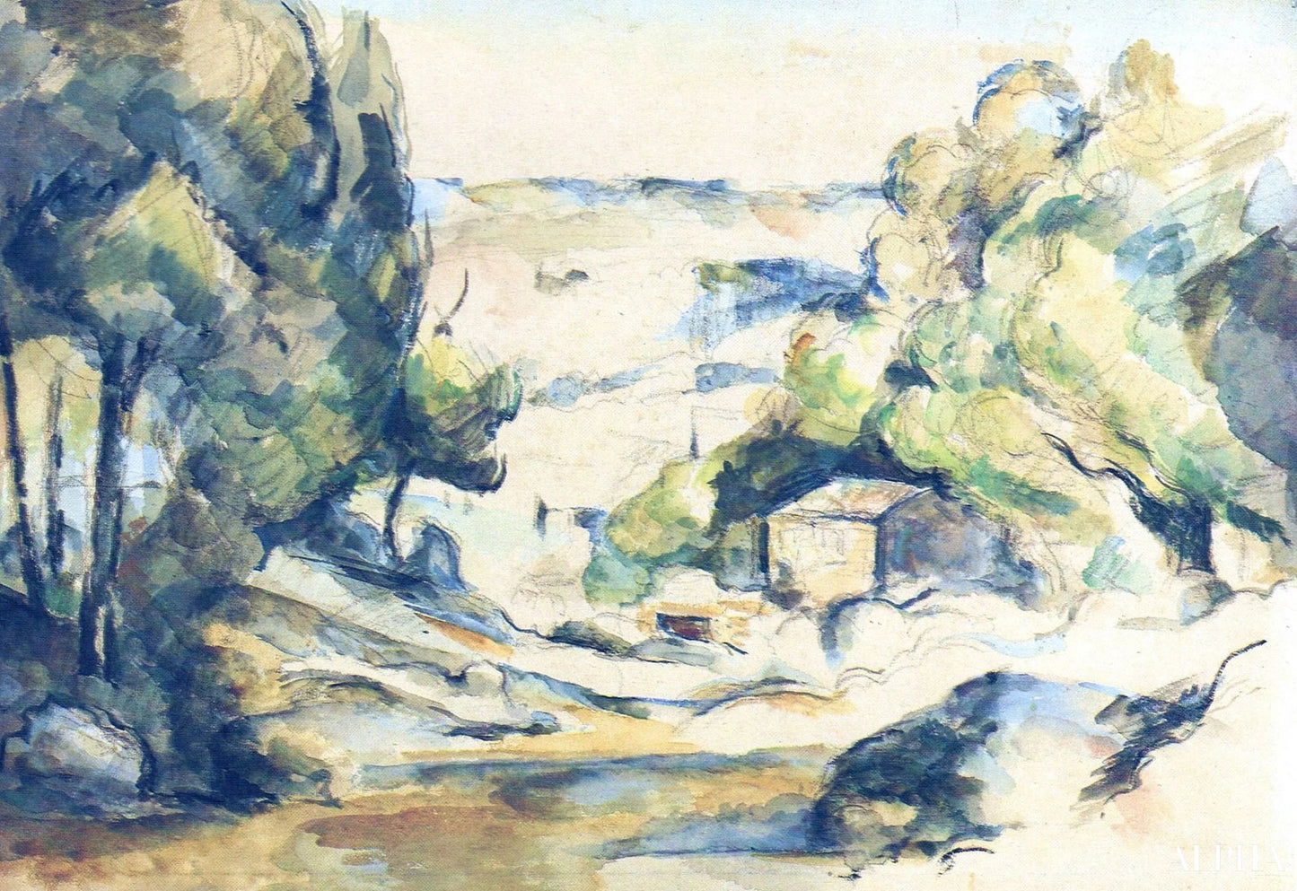 Landskap i Provence - Paul Cézanne - Høykvalitets reproduksjoner av malerier og bilder