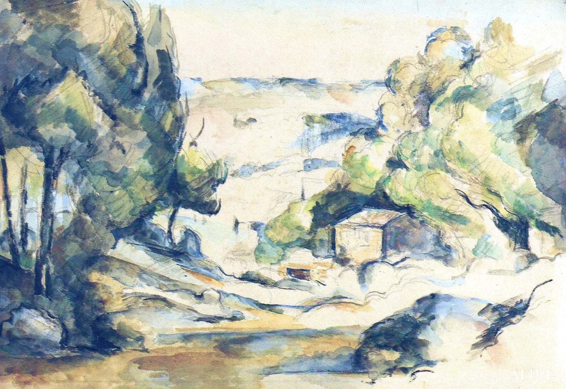 Landskap i Provence - Paul Cézanne - Høykvalitets reproduksjoner av malerier og bilder