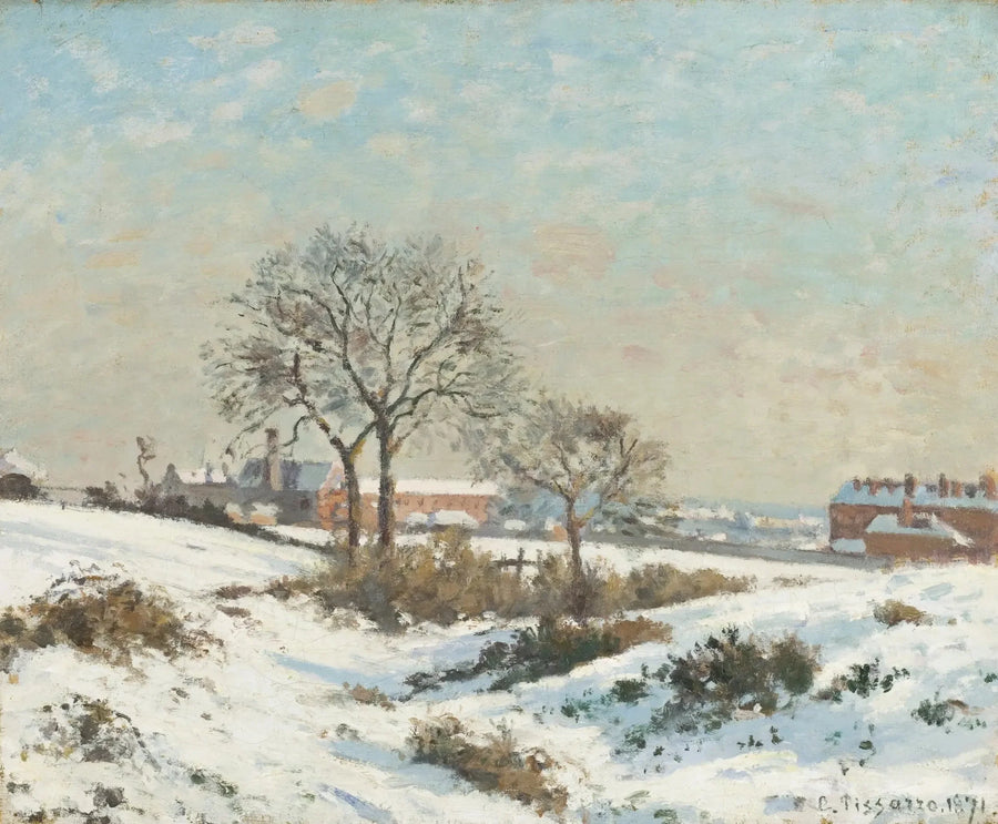 Snødekt landskap i South Norwood - Camille Pissarro