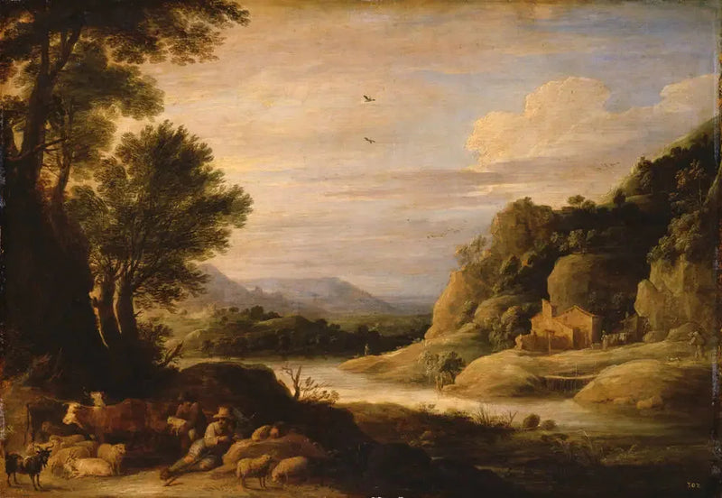 Elvlandskap med hyrder og flokker i hvile - David Teniers den Yngre

Source:
Paysage fluvial avec bergers et troupeaux au repos - David Teniers le Jeune