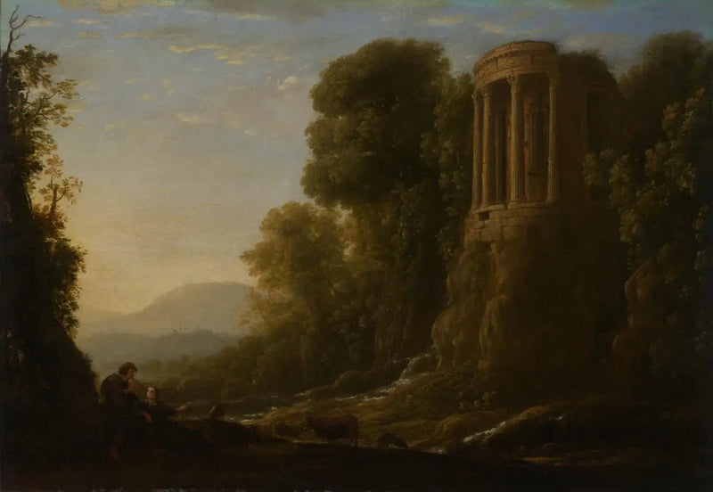 Fluvial landskap med Tiburtine-tempelet i Tivoli - Claude Lorrain