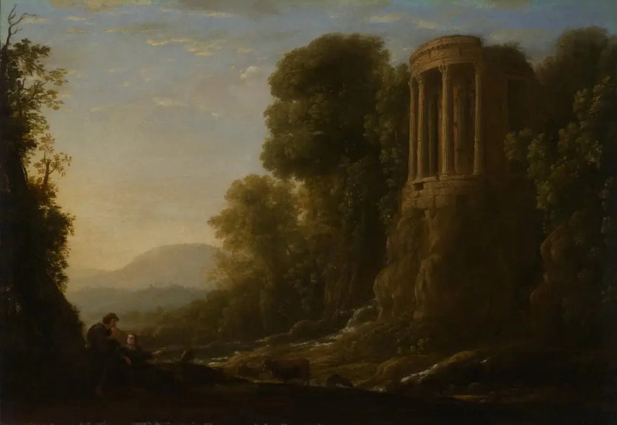 Fluvial landskap med Tiburtine-tempelet i Tivoli - Claude Lorrain